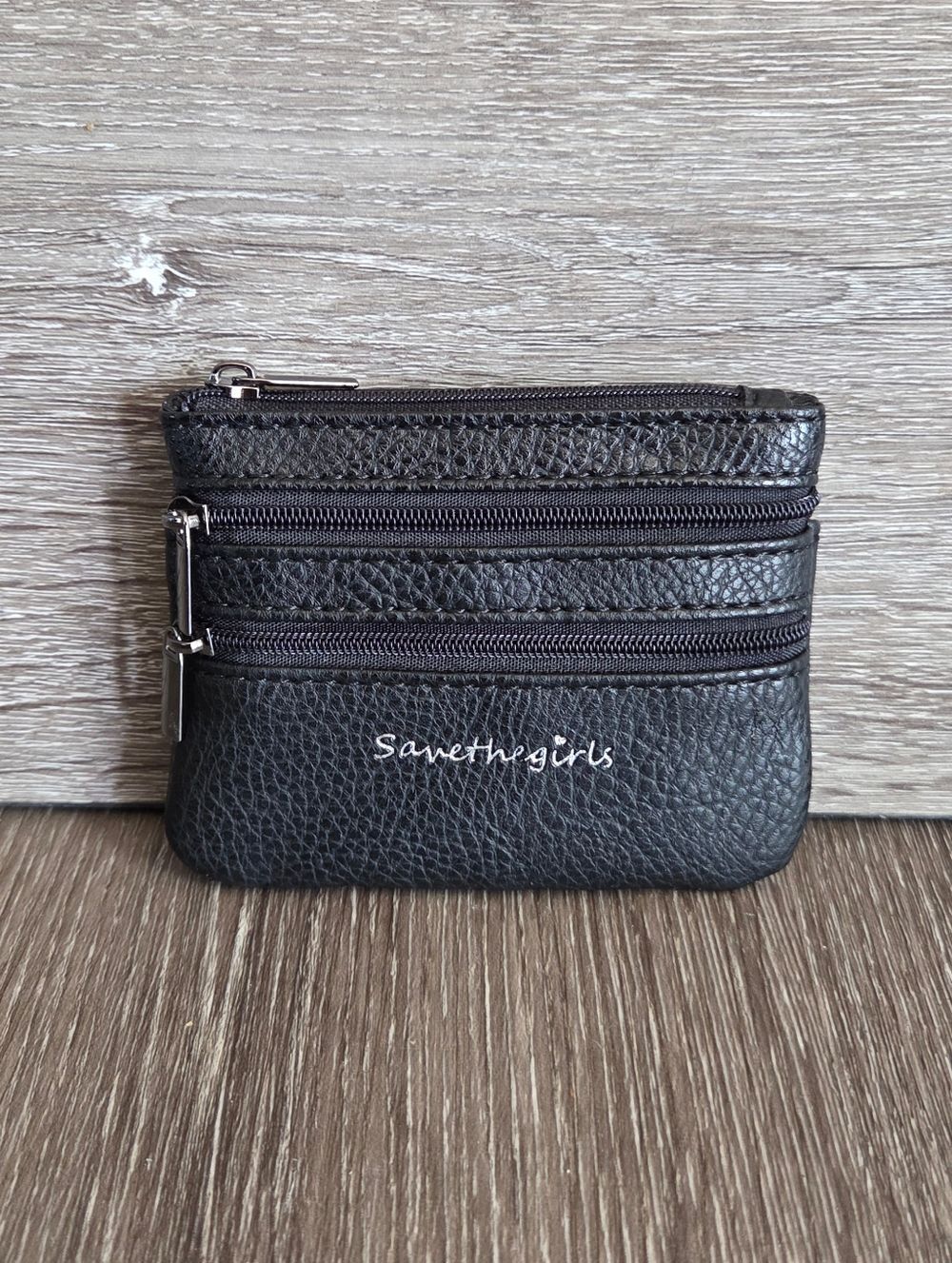 Black Vegan Zippered Pouch